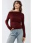 Kadın Asimetrik Yaka Drape Detaylı Örme Üst Red 7
