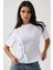 Kadın Fitted Bisiklet Yaka Tişört White 8