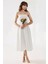 Kadın Straplez Midi A-Form Elbise White 6