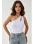 Kadın Slim Fit Asimetrik Yaka Body Üst White 6