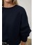 Kadın Oversize Bisiklet Yaka Basic Sweatshirt Lacivert 9