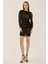 Kadın Uzun Kollu Drapeli Bodycon Mini Elbise Black 5