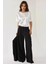 Kadın Yüksek Bel Plise Palazzo Pantolon Siyah 8