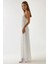 Kadın Dokulu Halter Yaka Maxi Elbise White 10