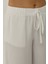 Kadın Beli Lastikli Keten Görünümlü Rahat Kesim Pantolon White 7
