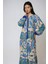 Kadın Gömlek Yaka Desenli Modest Elbise Blue 8