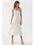 Kadın Straplez Midi A-Form Elbise White 7