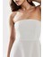 Kadın Straplez Midi A-Form Elbise White 8