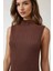Kadın Dokulu Halter Yaka Vücut Saran Maxi Elbise Brown 7