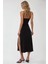 Kadın Askılı Vücuda Oturan Yırtmaç Detaylı Örme Maxi Elbise Black 8