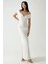 Kadın Kalp Yaka Maxi Elbise White 7