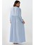 Kadın A-Form Fit ve Bisiklet Yaka Modest Dokulu Elbise Blue 14
