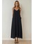 Kadın V -Yaka A-Form Maxi Elbise Black 7