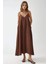 Kadın V -Yaka A-Form Maxi Elbise Mocha Kahvesi 7