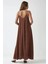 Kadın V -Yaka A-Form Maxi Elbise Mocha Kahvesi 9