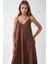 Kadın V -Yaka A-Form Maxi Elbise Mocha Kahvesi 10