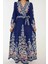 Kadın Baskılı Uzun Kol Kuşaklı Modest Elbise Blue 8