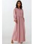 Kadın A-Form Fit ve Bisiklet Yaka Modest Dokulu Elbise Allık Pembe 8