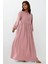 Kadın A-Form Fit ve Bisiklet Yaka Modest Dokulu Elbise Allık Pembe 10
