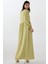 Kadın A-Form Fit ve Bisiklet Yaka Modest Dokulu Elbise Green 11