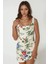 Kadın Kare Yaka ve Çiçekli Desenli Bodycon Mini Elbise Çok Renkli 7