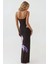 Kadın Askılı Çiçek Desenli Bodycon Uzun Elbise Black 10