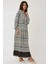Kadın Gömlek Yaka Desenli Modest Elbise Siyah 7