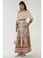 Kadın Baskılı Uzun Kol Kemerli Modest Elbise White 16