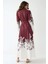 Kadın Baskılı Uzun Kol Kemerli Modest Elbise Red 10