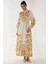 Kadın Baskılı Uzun Kol Kuşaklı Modest Elbise Multicolor 10