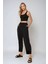 Kadın Esnek Bel Rahat Kesim Pileli Pantolon Black 8