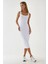 Kadın Askılı Bodycon Midi Örme Elbise White 7