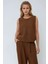 Kadın Keten Görünümlü Bluz & Beli Lastikli Pantolon İkili Takım Deve Kahvesi 6