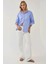 Kadın Regular Fit Uzun Kollu Keten Karışımlı Gömlek Blue 10