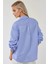 Kadın Regular Fit Uzun Kollu Keten Karışımlı Gömlek Blue 11