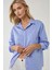Kadın Regular Fit Uzun Kollu Keten Karışımlı Gömlek Blue 12