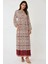 Kadın Gömlek Yaka Desenli Modest Elbise Tuğla Kırmızısı 7