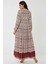 Kadın Gömlek Yaka Desenli Modest Elbise Tuğla Kırmızısı 1