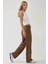 Kadın Straight Leg Dokuma Pantolon Brown 8
