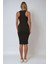 Kadın Halter Yaka Fitilli Mini Bodycon Örme Elbise Black 9