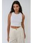 Kadın Halter Yaka Fitilli Kısa Örme Askılı Üst White 6