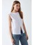 Kadın Dar Fit Bisiklet Yaka Örme Yelek White 9