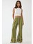 Kadın Wide Leg Çizgi Desenli Rahat Kesim Pantolon Green 6
