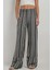 Kadın Wide Leg Çizgi Desenli Rahat Kesim Pantolon Black 7