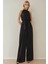 Kadın Geniş Paçalı Halter Yaka Kuşaklı Şık Tulum Black 10