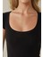 Kadın Slim Fit Bisiklet Yaka Kısa Tişört Black 10