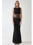 Kadın Dantel Detaylı, Yuvarlak Yaka Bodycon Şık Maxi Elbise Black 12
