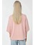 Kadın Rahat Kesim Bisiklet Yaka Tişört Toz Pembe 7