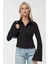 Kadın Fitted Uzun Kollu Pamuklu Gömlek Black 7
