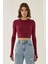Kadın Slim Fit Basic Crop Top Red 7